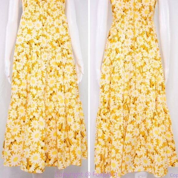 NWT kate spade Kate Daisy Vineyard Midi Cotton‎ Dress, Yellow - Picture 14 of 16